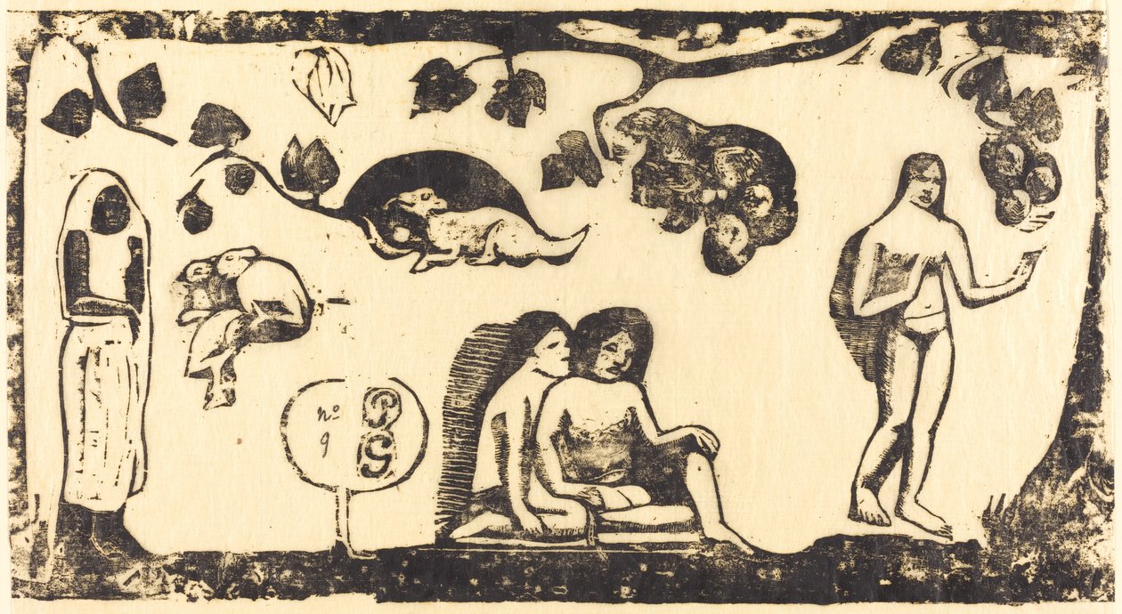 Kobiety, zwierzęta i liście Kobiety, zwierzęta i liście w roku 1895 lub później. autorstwa Paul Gauguin