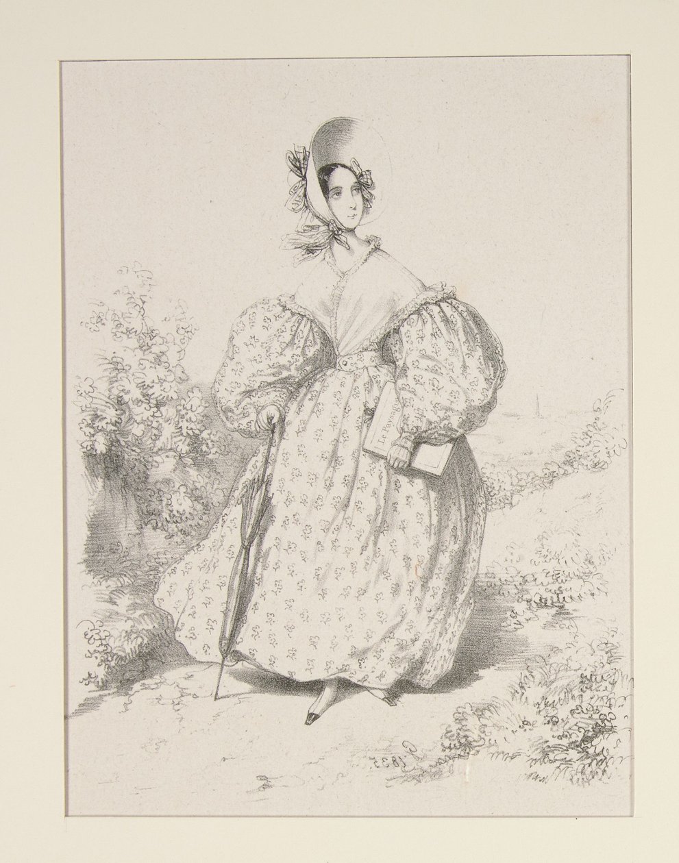 Na wsi. Huillet 1835. Suknia z jaconasu,... autorstwa Paul Gavarni