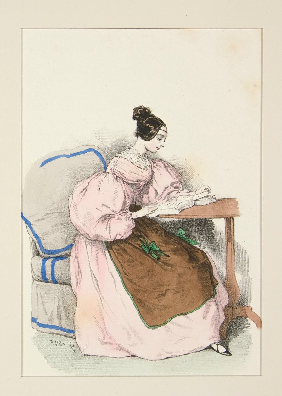 AT HOME (wrzesień 1835) Sukienka batystowa z autorstwa Paul Gavarni