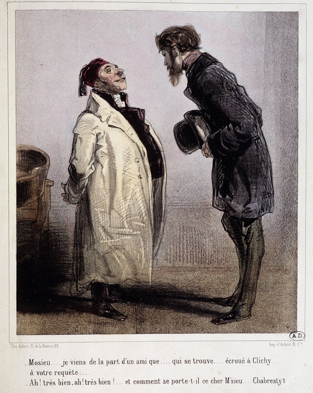 Dłużnik i wierzyciel, Cartoon de Gavarni, c. 1840. autorstwa Paul Gavarni