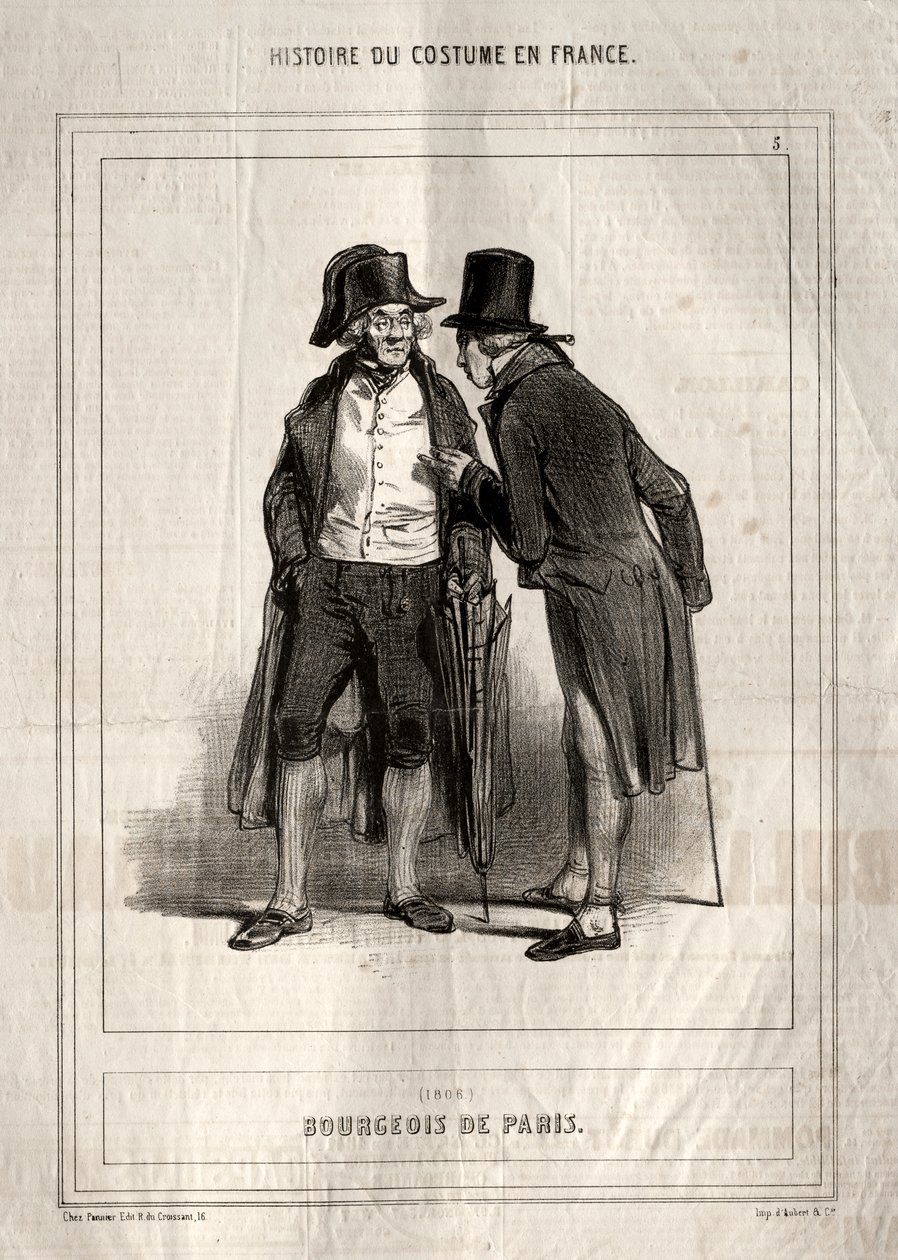 Historia kostiumów we Francji: Bourgeois of Paris autorstwa Paul Gavarni