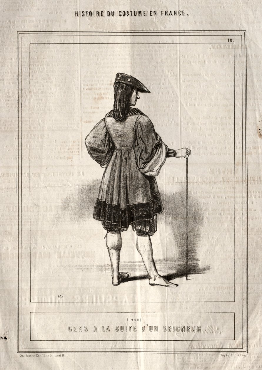 Historia kostiumów we Francji: Ludzie podążający za Panem, 1843. autorstwa Paul Gavarni