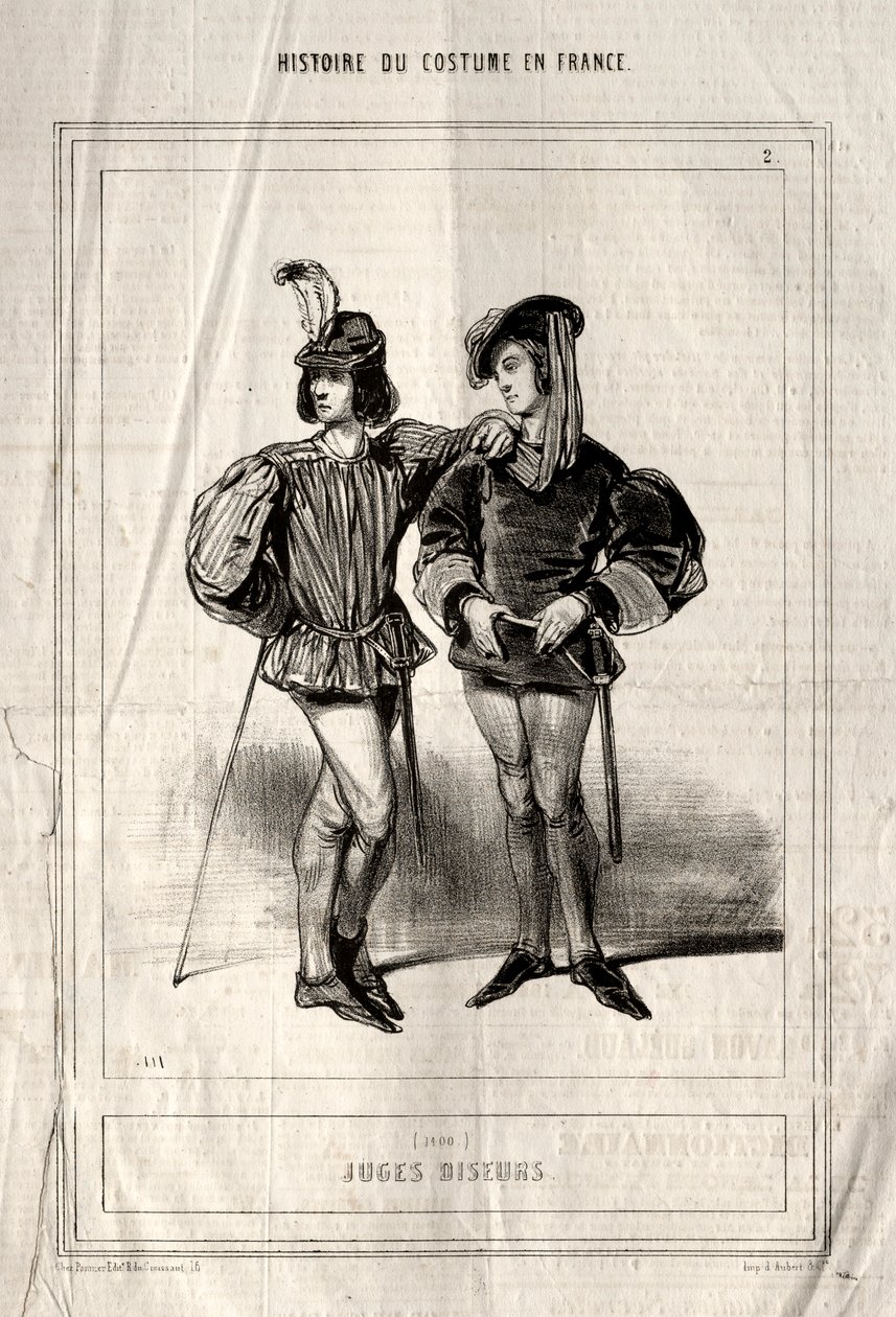 Historia kostiumów we Francji: Telling Judges, 1843. autorstwa Paul Gavarni
