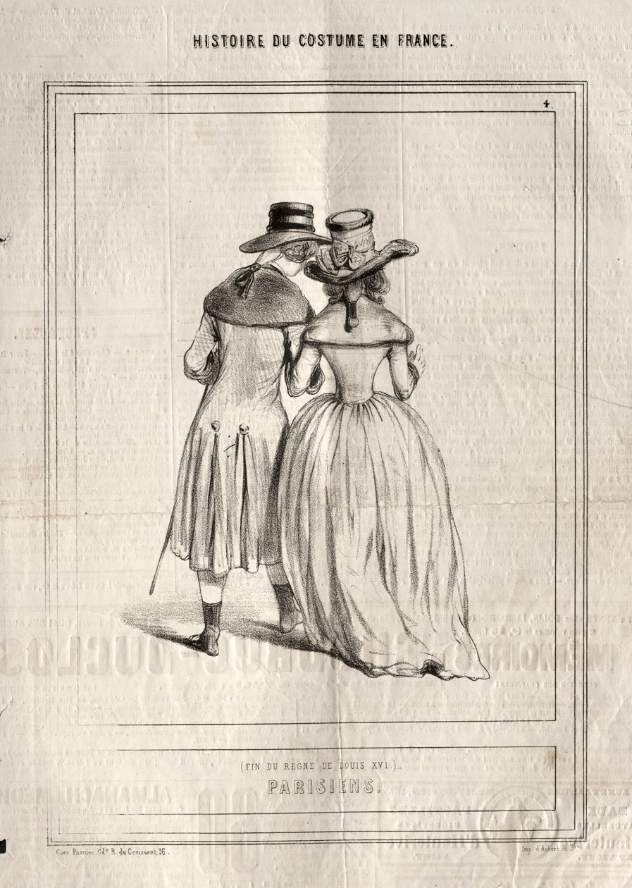 Historia kostiumów we Francji: Paryżanie, 1843. autorstwa Paul Gavarni