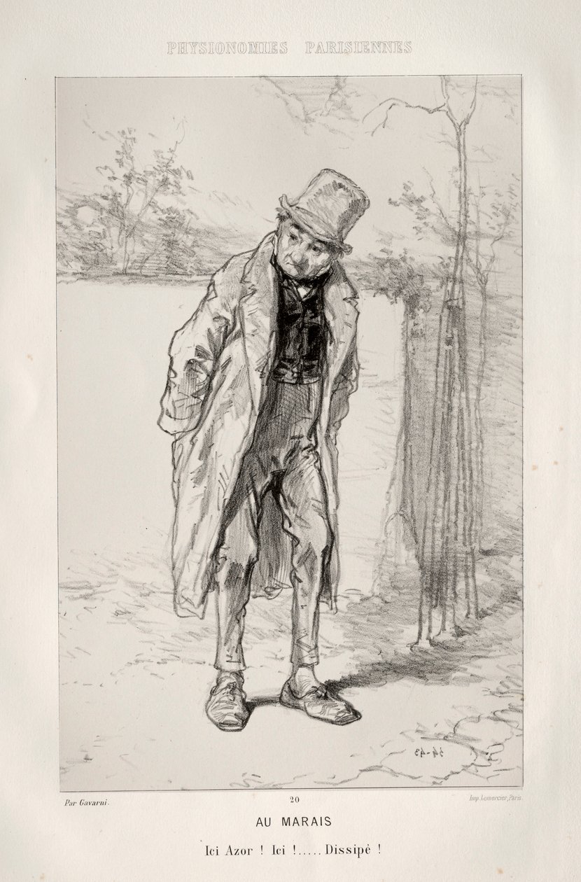 W dzielnicy Marais. autorstwa Paul Gavarni