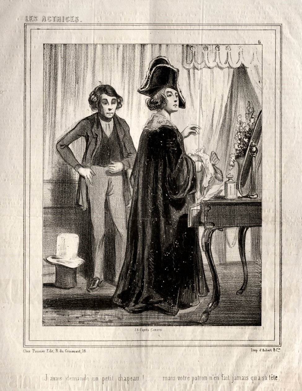 Aktorki: prosiłam o mały kapelusz!, 1843. autorstwa Paul Gavarni