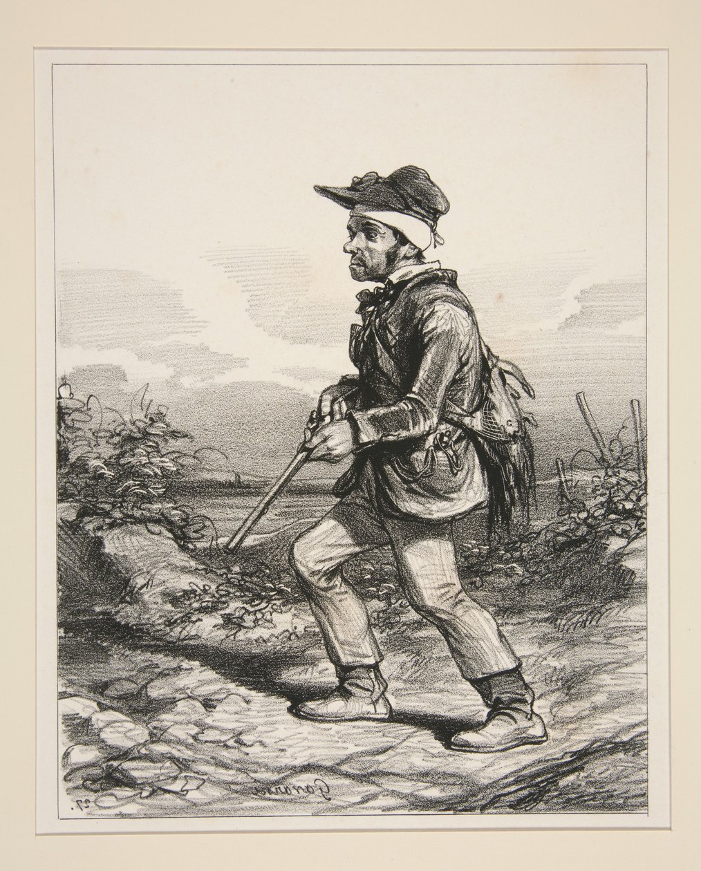 Pan Gontard (du Clos-Gorju), wielki właściciel ziemski, uprawniony wyborca, na polowaniu o świcie (Z serii: Types Contemporaines) autorstwa Paul Gavarni