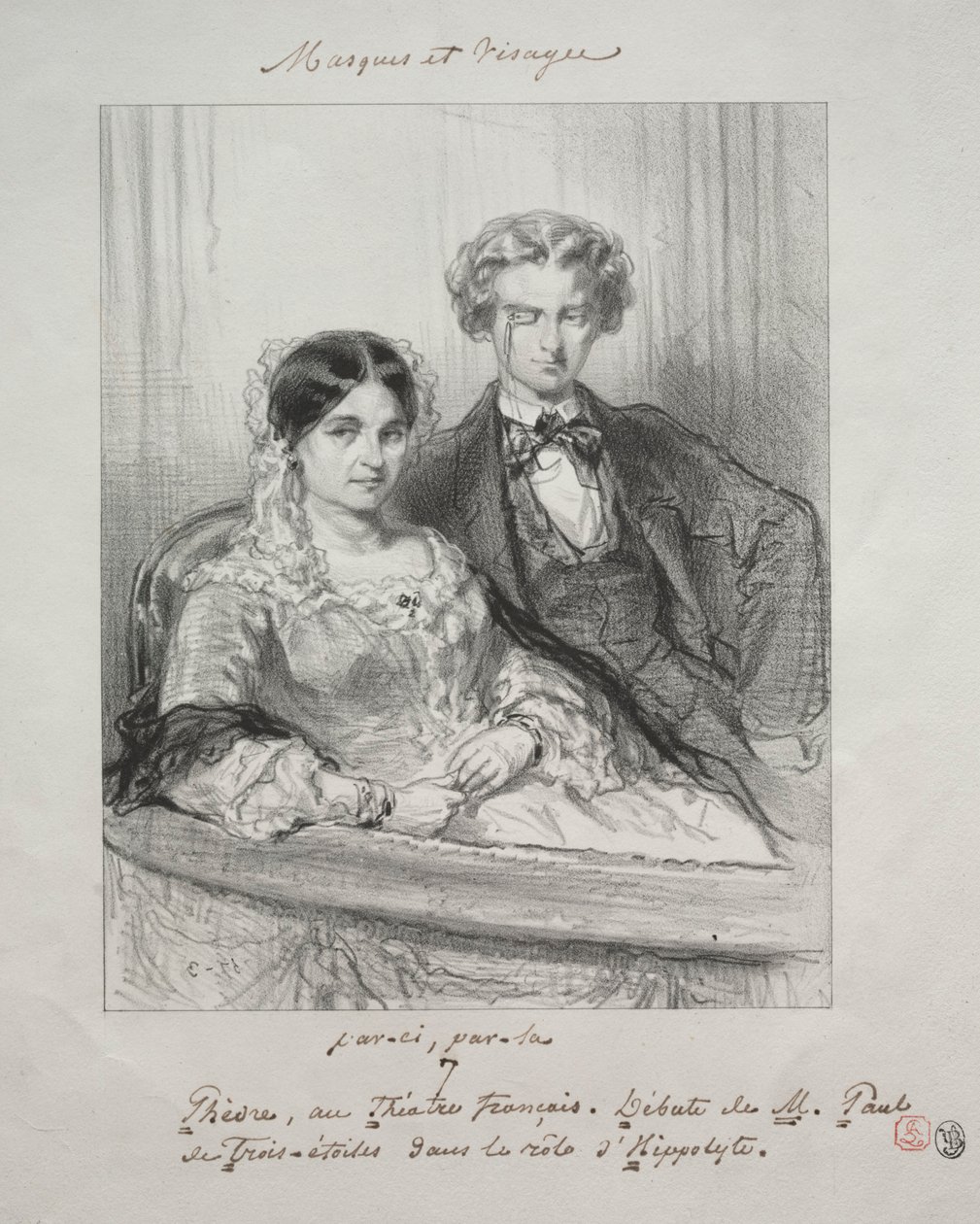 Maski i twarze: Paric, par-la: Fedra w Théâtre-Francais..., 1857-1858. autorstwa Paul Gavarni
