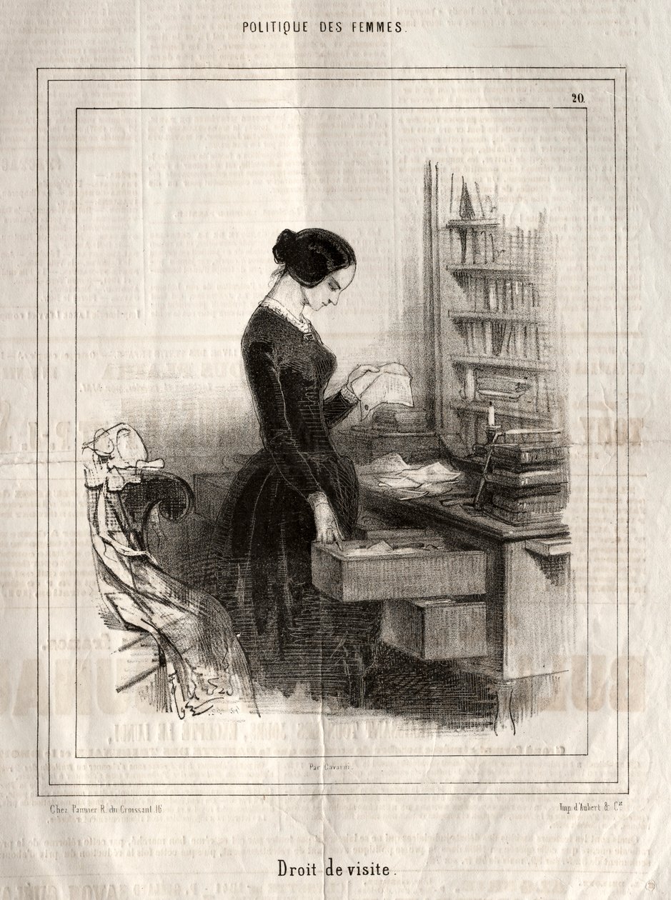 Polityka kobiet: prawo do odwiedzin, 1843. autorstwa Paul Gavarni