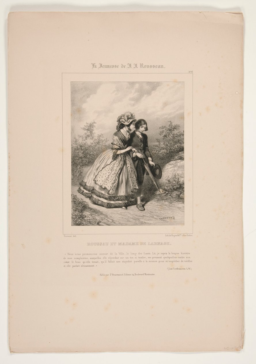 Rousseau i pani de Larnage. autorstwa Paul Gavarni