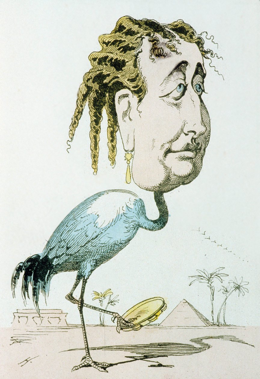 Cesarzowa Eugenia (1826-1920, z domu Eugenia Maria de Montijo de Guzman) żona Napoleona III, tutaj jako żuraw, karykatura autorstwa Paula Hadola vel White z "Menażerii cesarskiej" autorstwa Paul Hadol