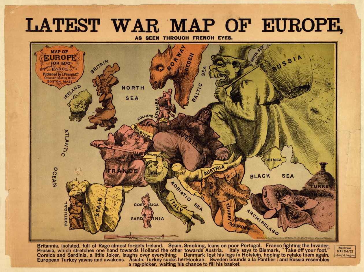Najnowsza wojenna mapa Europy: widziana oczami Francuzów autorstwa Paul Hadol