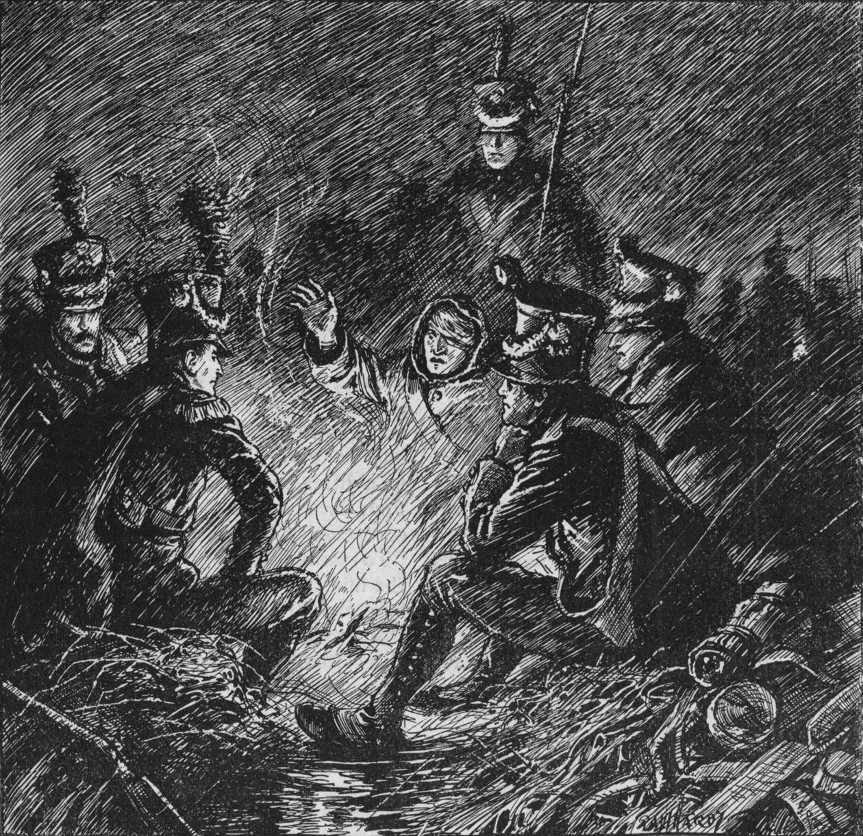 Zarówno Francuzi, jak i alianci biwakowali w błocie i wodzie, 1902 autorstwa Paul Hardy