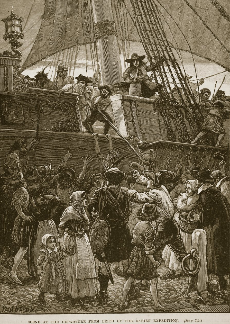 Scena podczas wyprawy Darien Expedition z Leith, ilustracja z "Cassell