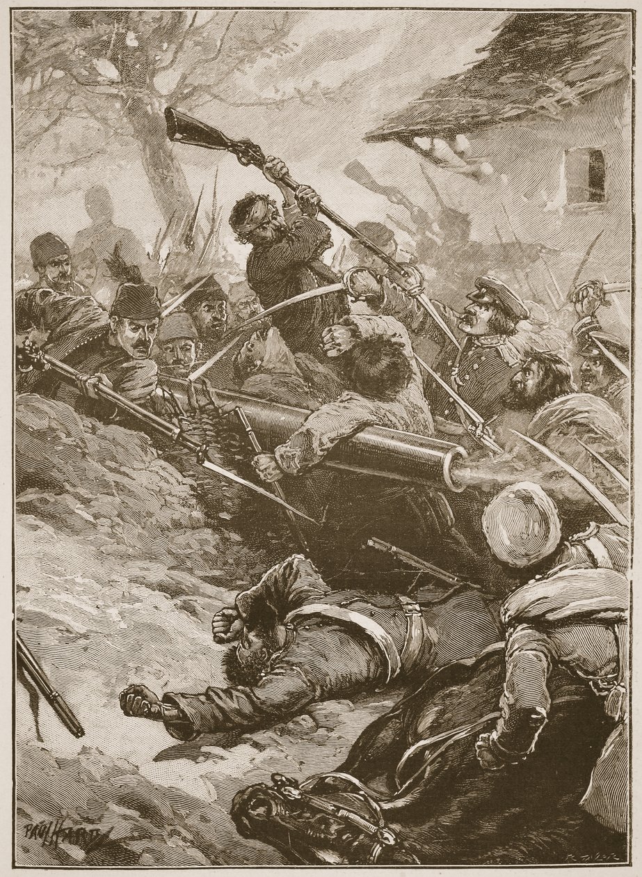 Potem nastąpił gwałtowny ruch", ilustracja z "Battles of the Nineteenth Century" Archibalda Forbesa, G.A. Henty
