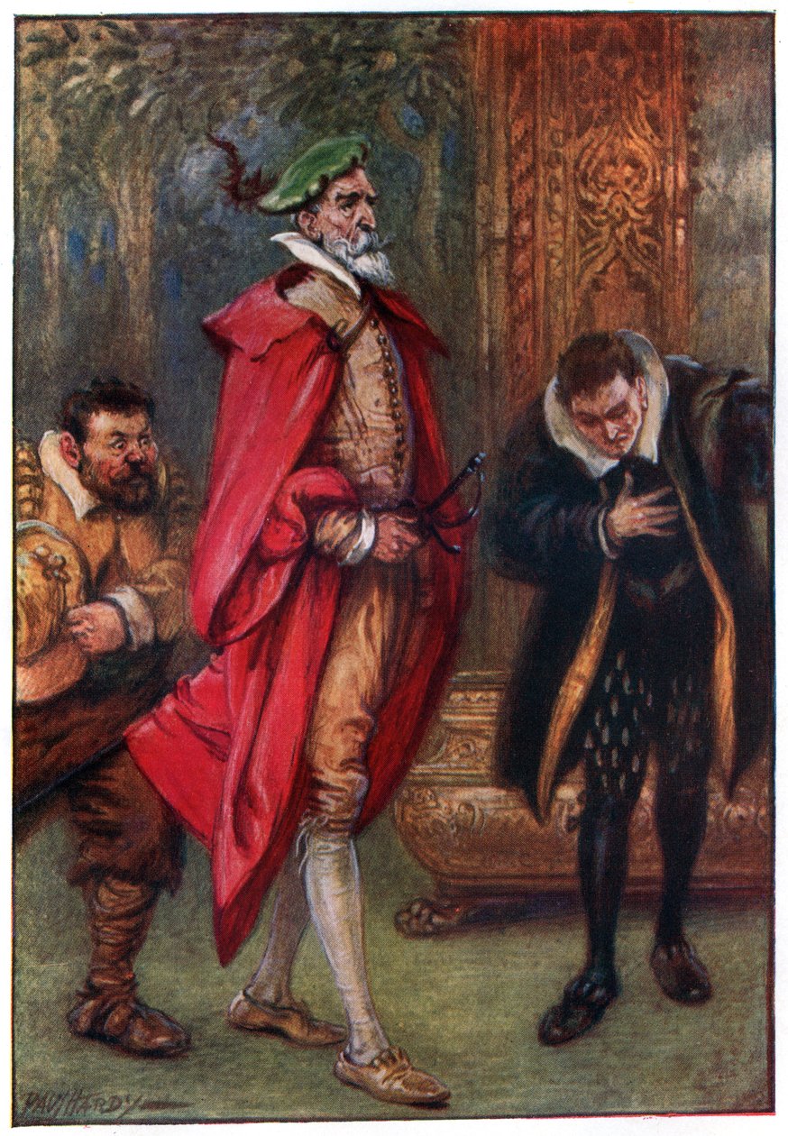 W ten sposób poznał salę posiadłości, ilustrację z „Przygód Don Kichota”, wydanej przez G. Bell und Sons, Ltd., 1911 autorstwa Paul Hardy