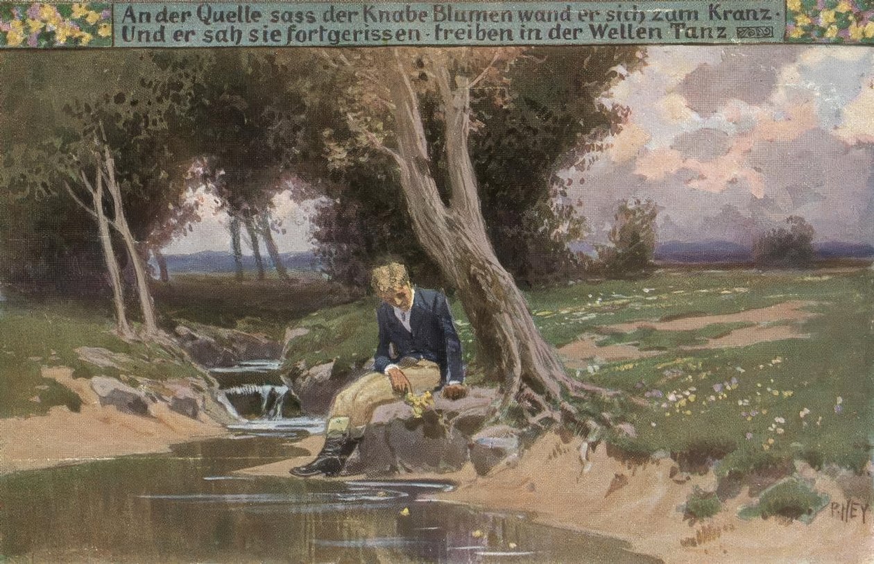 Przy źródle chłopiec usiadł / Kwiaty zwinął w wieniec (...) autorstwa Paul Hey