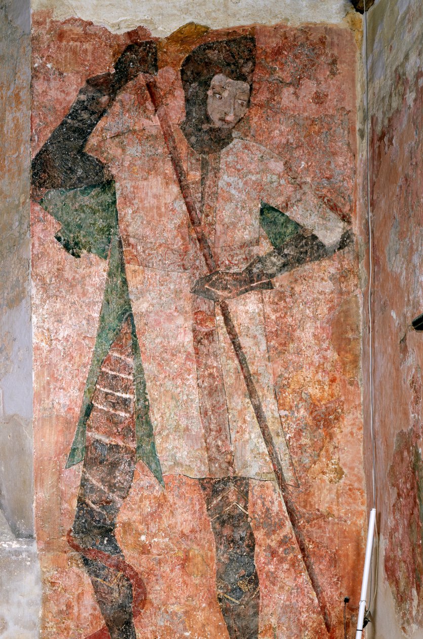 Malowidło ścienne przedstawiające św. Jerzego w kaplicy, zamek Farleigh Hungerford, Somerset, c2007 autorstwa Paul Highnam