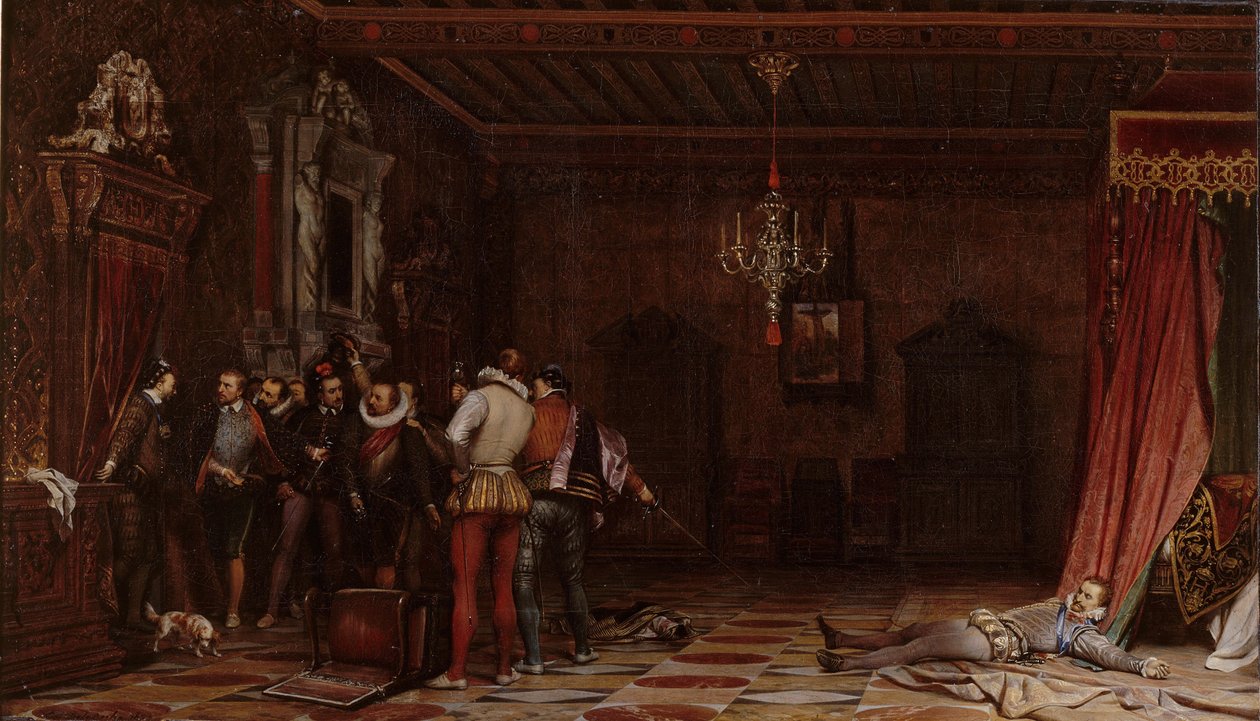 Zabójstwo księcia Guise w zamku Blois w 1588, 1834 autorstwa Paul Delaroche