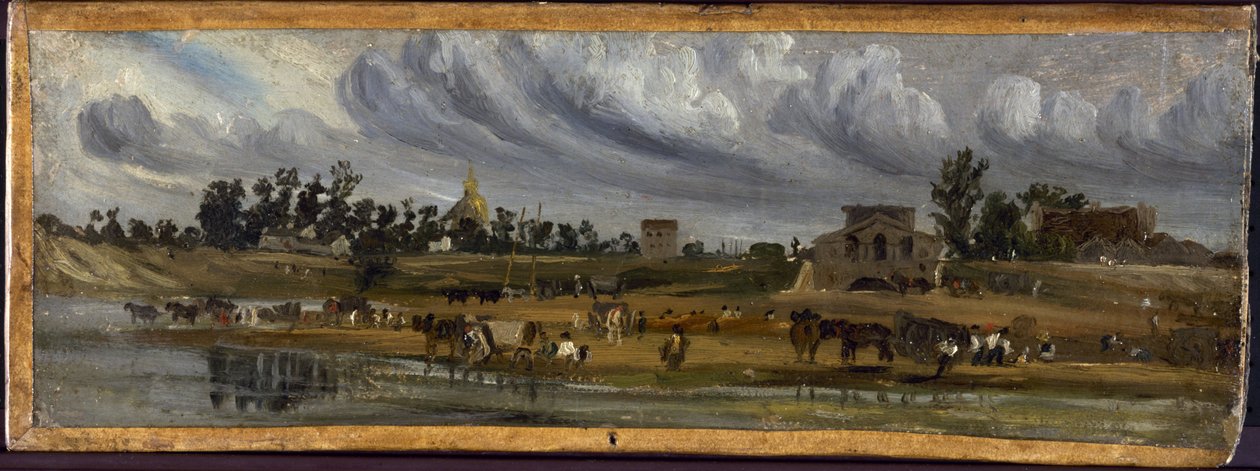 Brzegi Sekwany przy barrière de la Cunette, w pobliżu Champ-de-Mars (1820), w 1820 r. (obraz) autorstwa Paul Huet