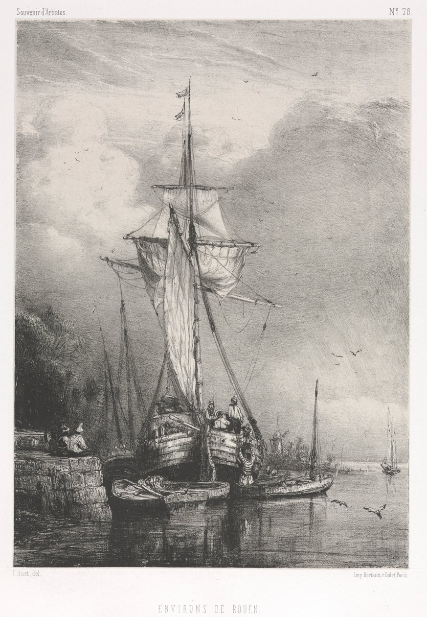 Souvenirs d Artistes nr 78: Six Marines: Okolice Rouen, 1832. autorstwa Paul Huet