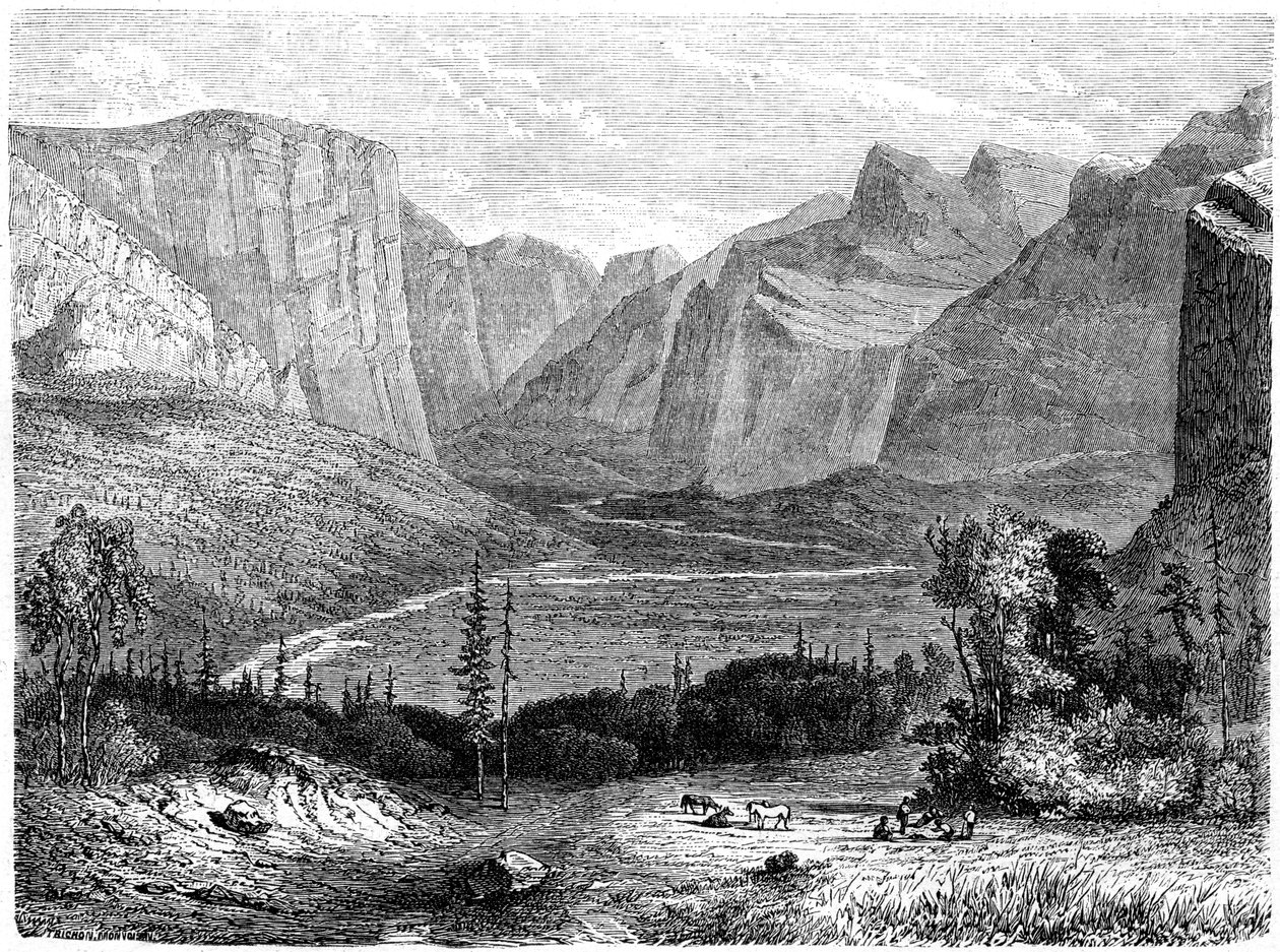 Dolina Yosemite, Kalifornia, XIX wiek. autorstwa Paul Huet