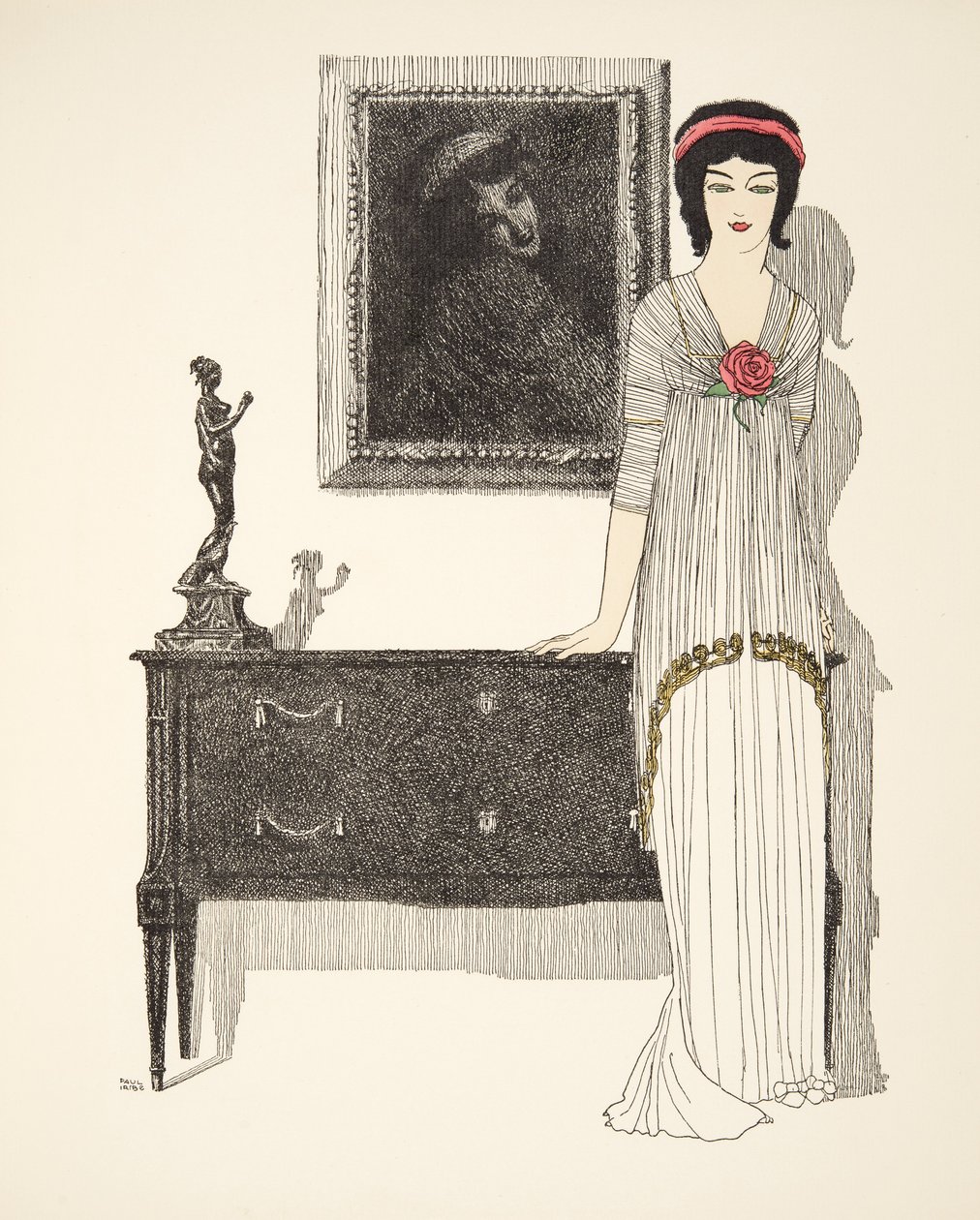 Suknia wieczorowa, z pubu Les Robes de Paul Poiret. 1908 (odbitka szablonowa) autorstwa Paul Iribe