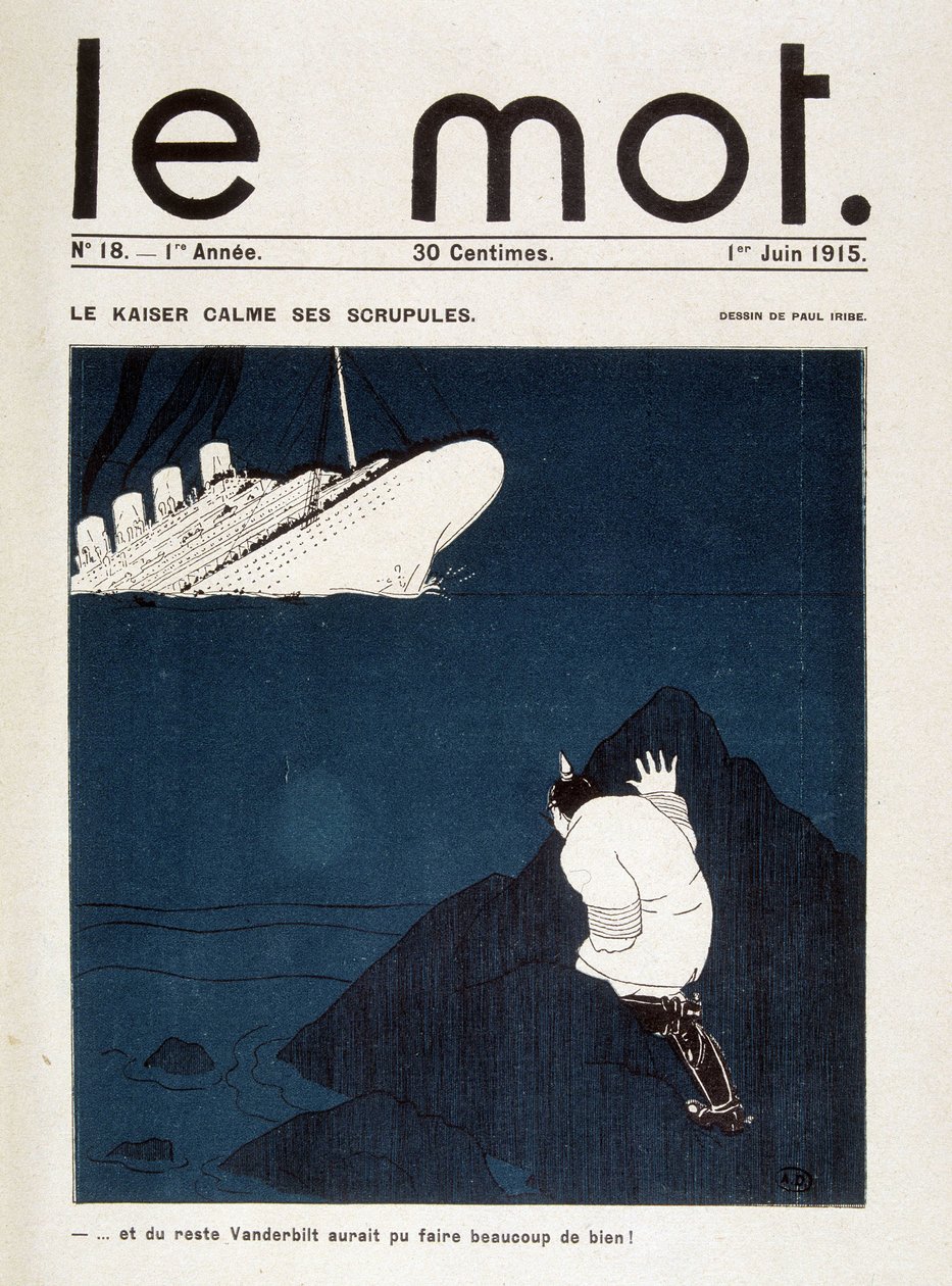 Le kaiser uspokaja swoje skrupuły (torpeda Lusitanii) - w „Le Mot” z 1.06.1915. Prawa zastrzeżone autorstwa Paul Iribe