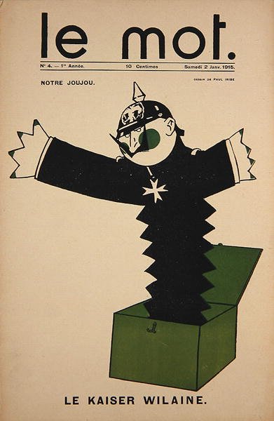 Notre Joujou, Le Kaiser Wilaine, przednia okładka Le Mot, 2 stycznia 1915 (kolor lito) autorstwa Paul Iribe