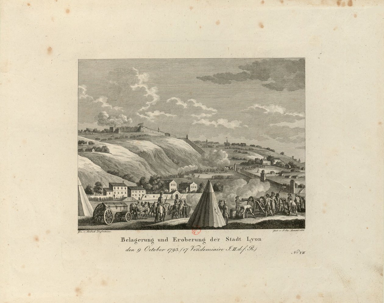 Oblężenie i zdobycie miasta Lyonu: 9 października 1793, 1816-1818. autorstwa Paul Jacob Laminit