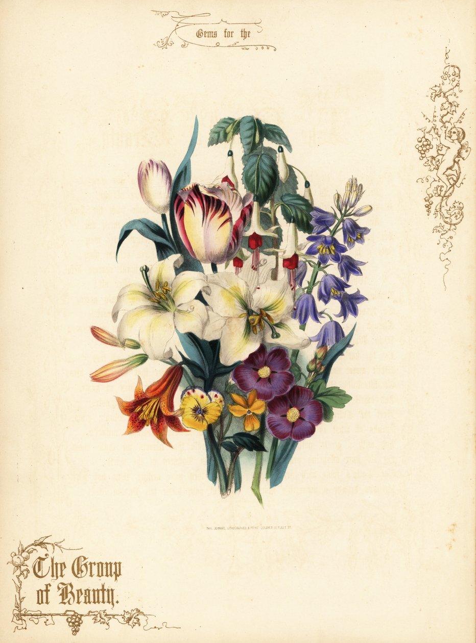 Bukiet lilii, tulipanów, fuksji, lilii tygrysiej. autorstwa Paul Jerrard