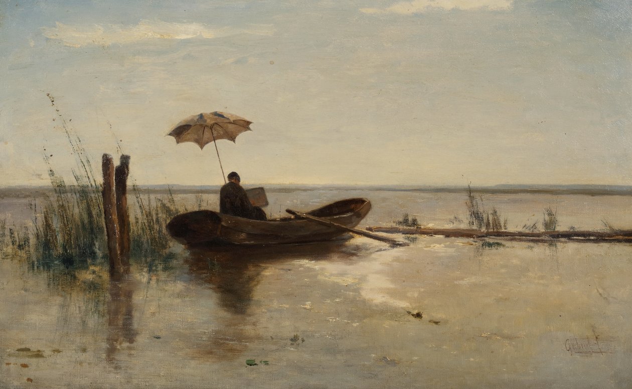 Malarz, prawdopodobnie artysta W.B. Tholen, w słoneczny dzień w pracy u klienta (olej na płótnie) autorstwa Paul Joseph Constantin Gabriel