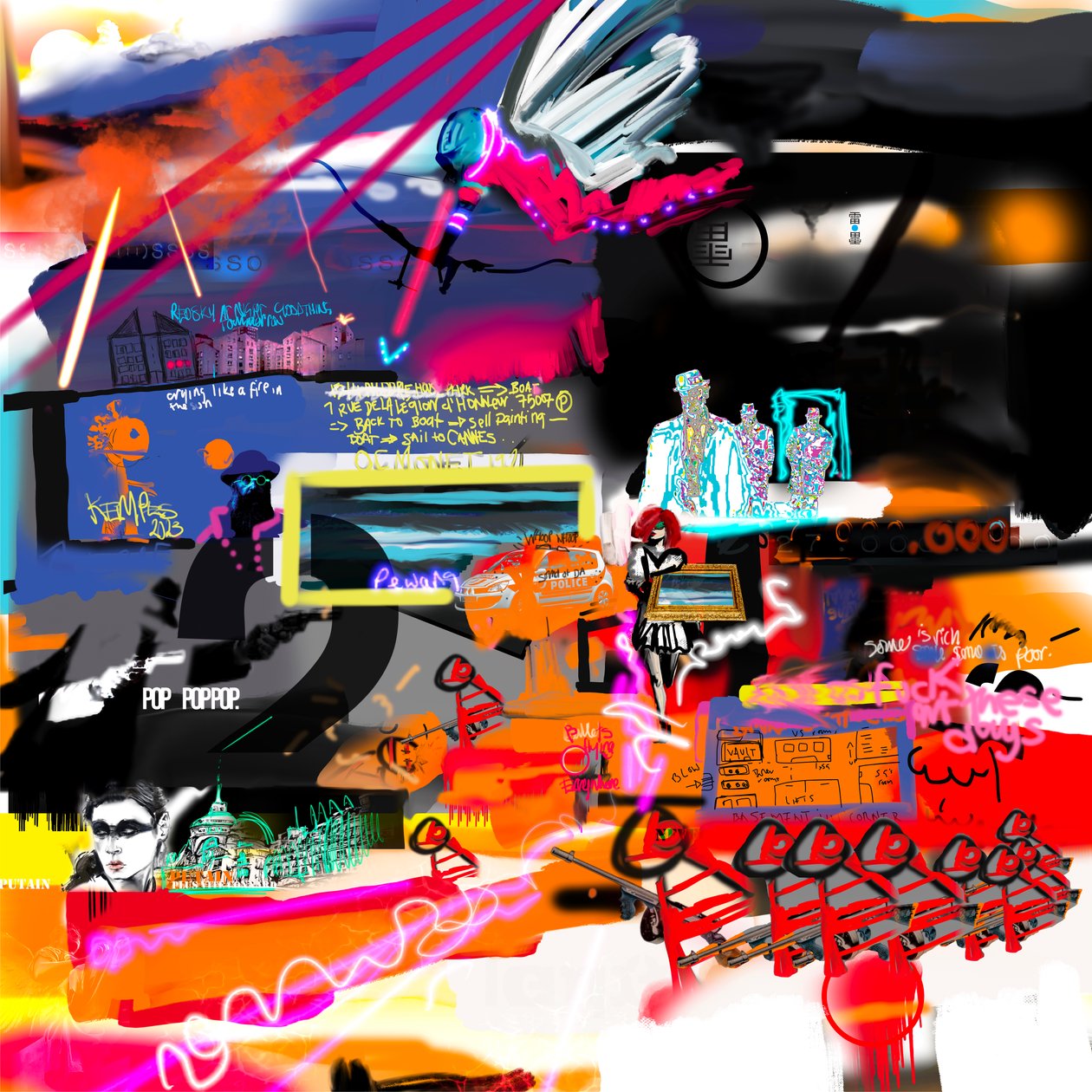 Paris Mob, 2023 (grafika cyfrowa) autorstwa Paul Kempton