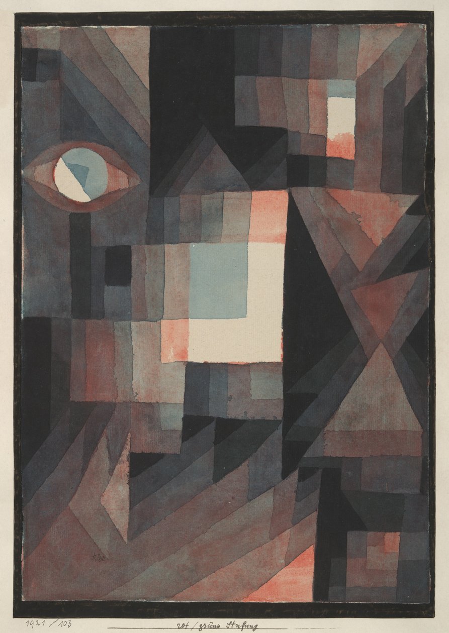 Abstrakcyjny. Red/Green Gradation z jakimś cynobrem w formacie pionowym autorstwa Paul Klee