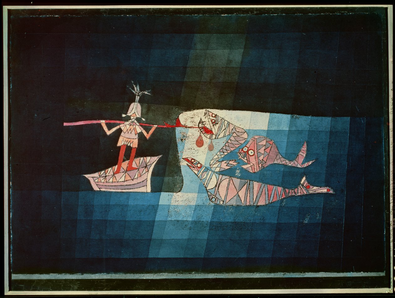 Scena bitwy z fantastycznej opery komiksowej „Żeglarz” autorstwa Paul Klee