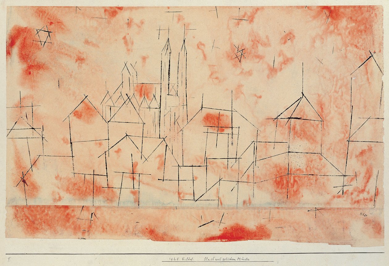Miasto z gotycką katedrą, 1925. autorstwa Paul Klee