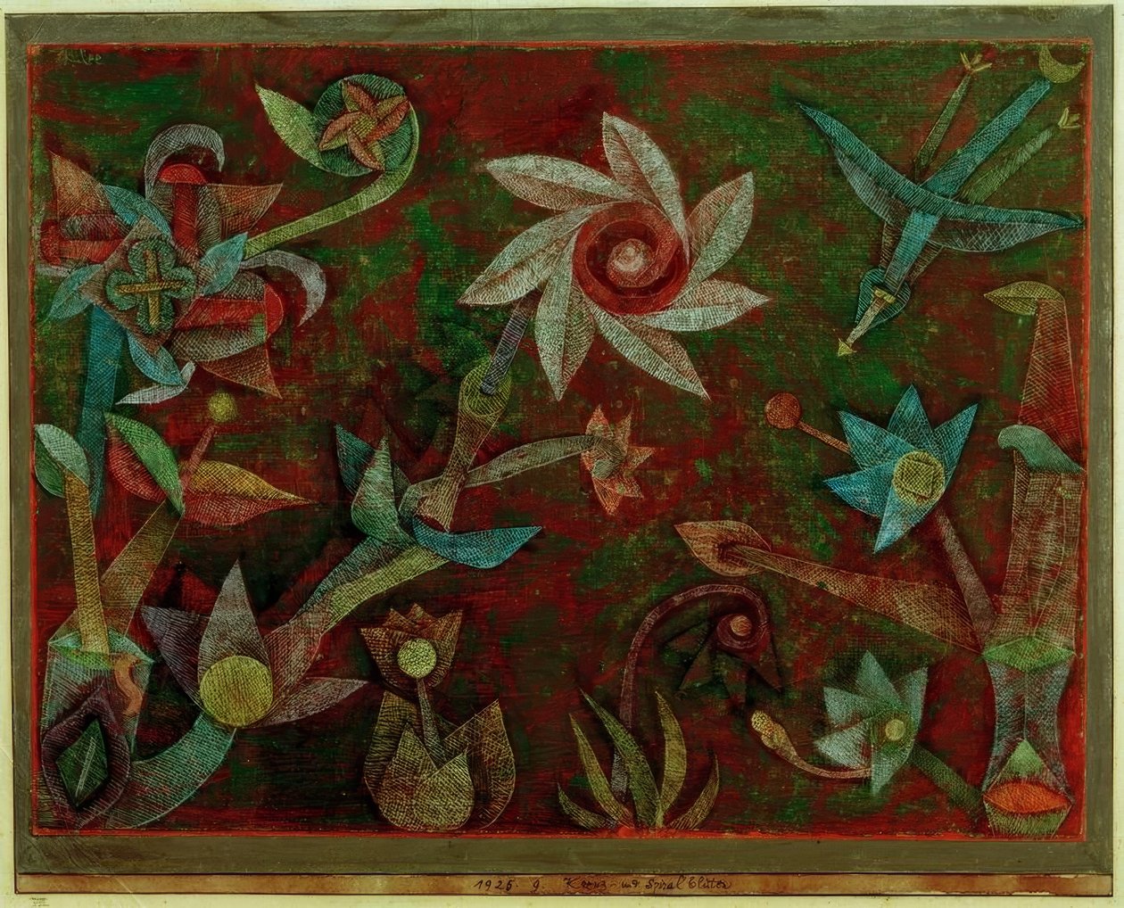 Krzyżowe i spiralne kwiaty autorstwa Paul Klee