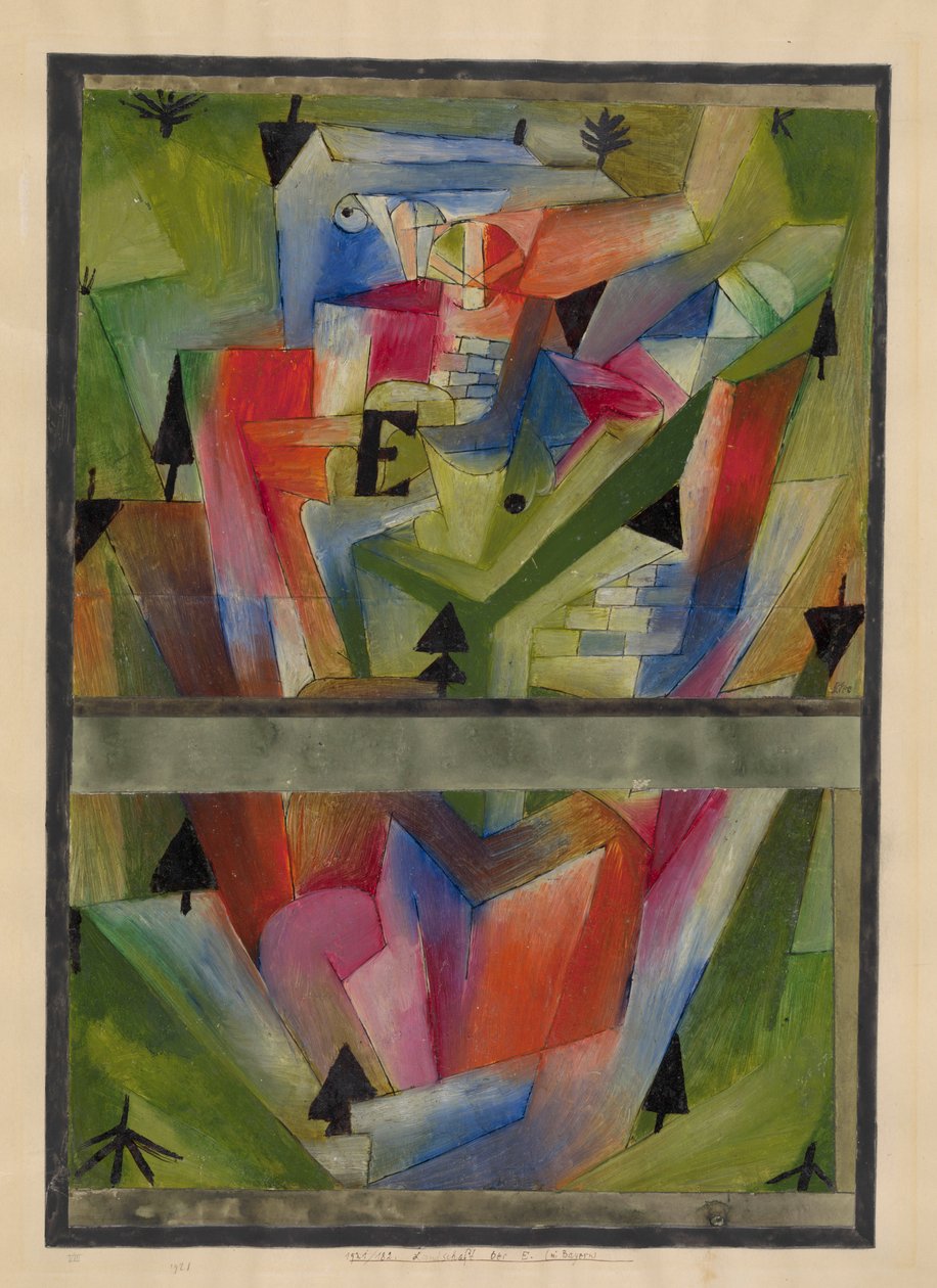 Krajobraz w pobliżu E. w Bawarii, 1921. autorstwa Paul Klee