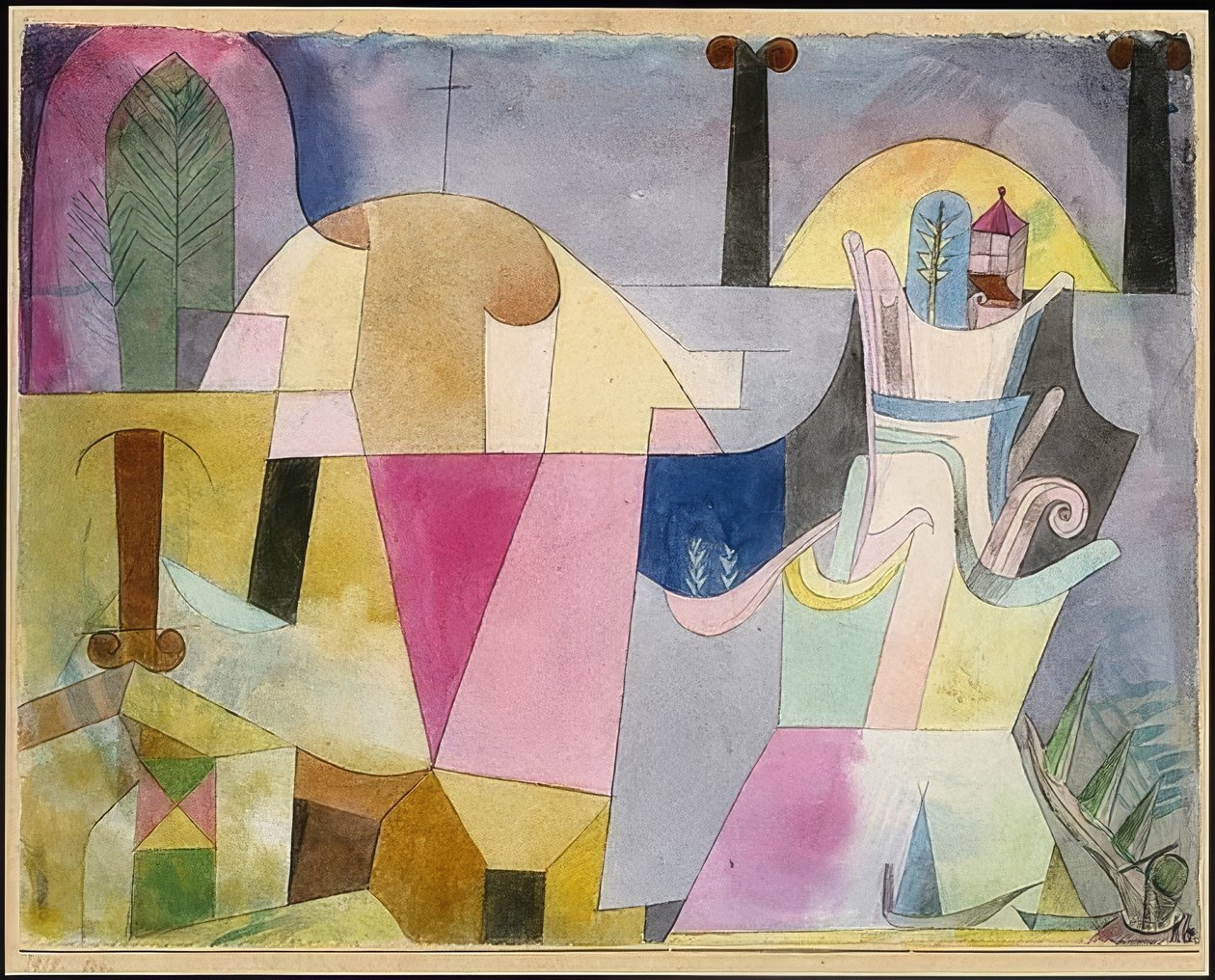Krajobraz z czarnymi kolumnami. 1919 autorstwa Paul Klee