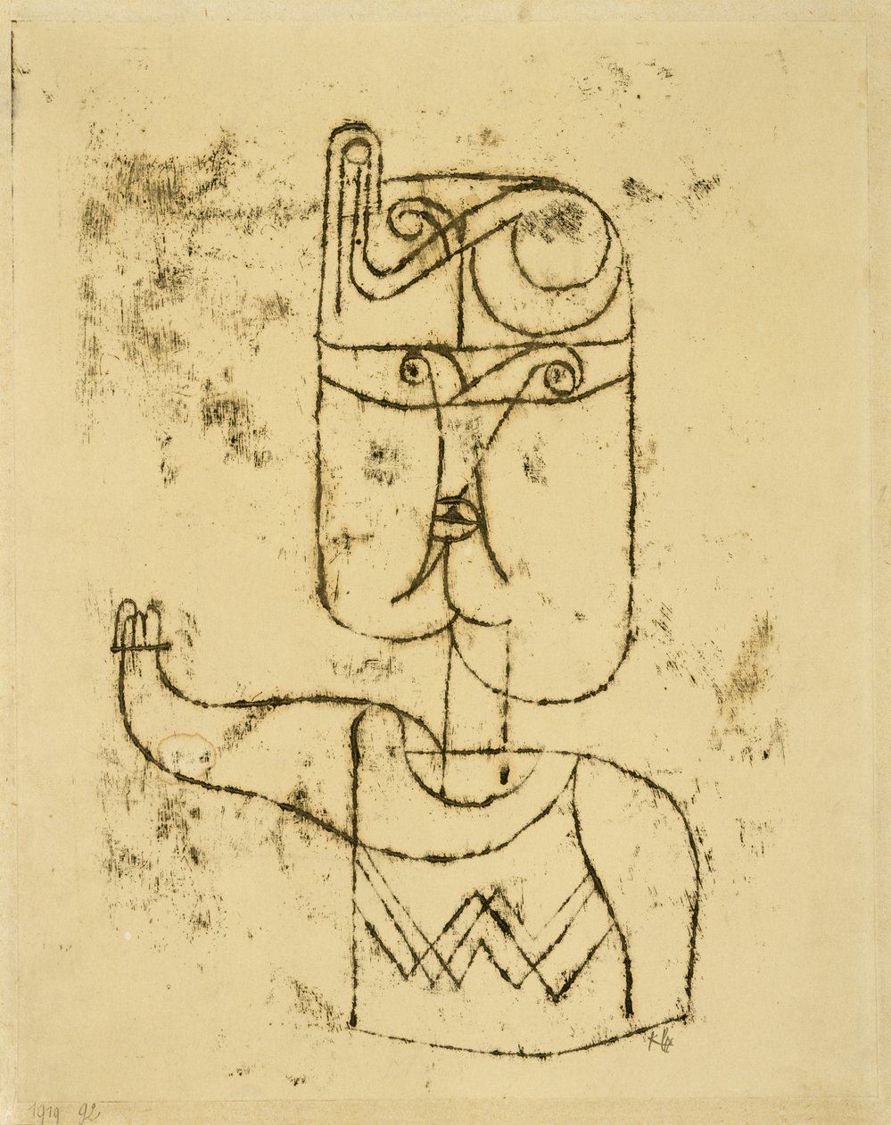 Obraz matematyczny. 1919 (rysunek olejny na papierze, naklejony na karton) autorstwa Paul Klee