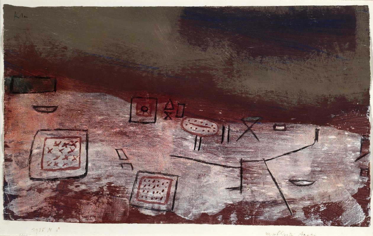 Moeblierte Arktis (meble arktyczne). 1935 (Tempera na papierze) autorstwa Paul Klee
