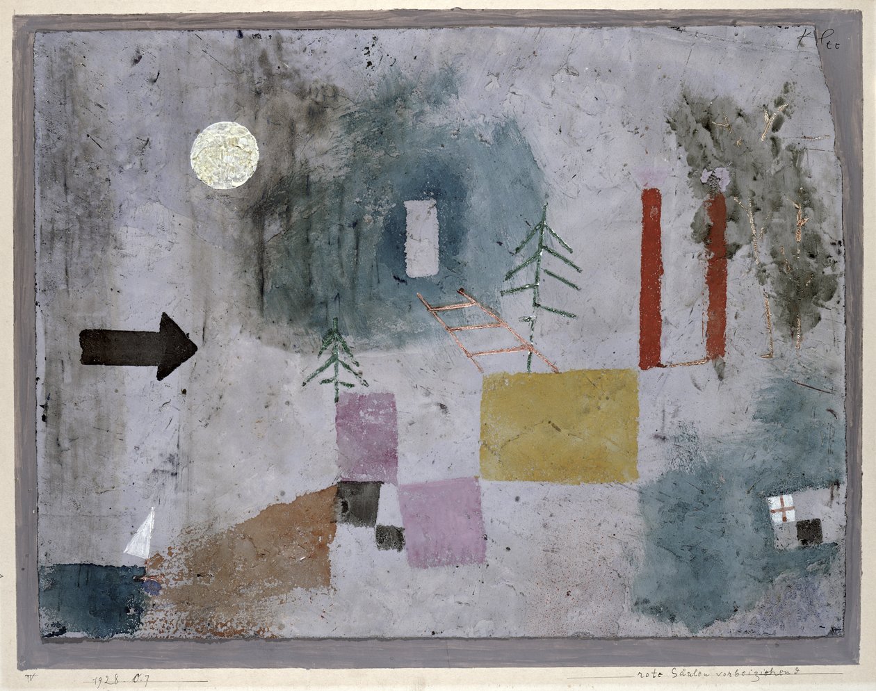 Przechodząc obok czerwonych filarów autorstwa Paul Klee