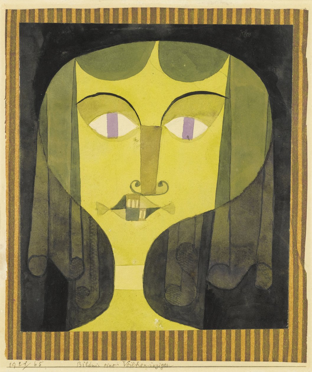 „Portret kobiety o fioletowych oczach” (Portret kobiety o fioletowych oczach) Akwarela autorstwa Paula Klee (1879-1940) - 1921 - Rozmiar 22,1x19 cm Kolekcja prywatna autorstwa Paul Klee