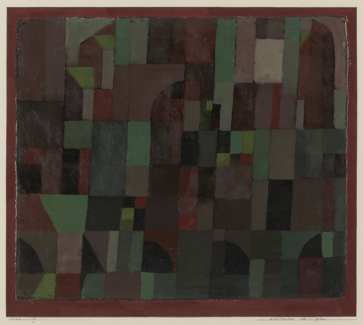 Architektura czerwona/zielona (gradacja żółci/fioletu) autorstwa Paul Klee
