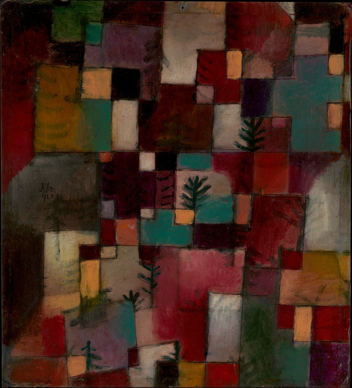 Rytmy czerwono-zielone i fioletowo-żółte autorstwa Paul Klee