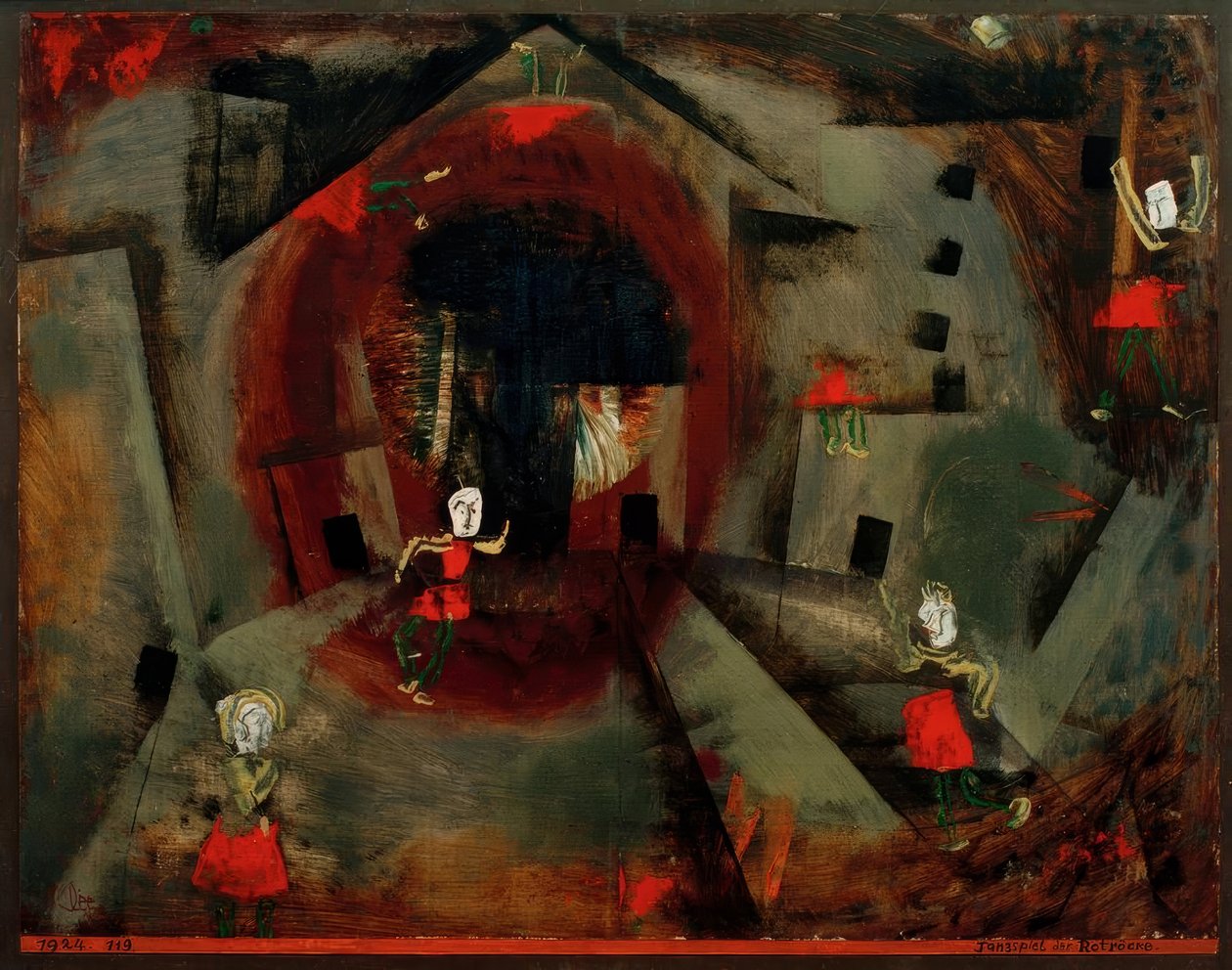 Gra taneczna w czerwone płaszcze autorstwa Paul Klee