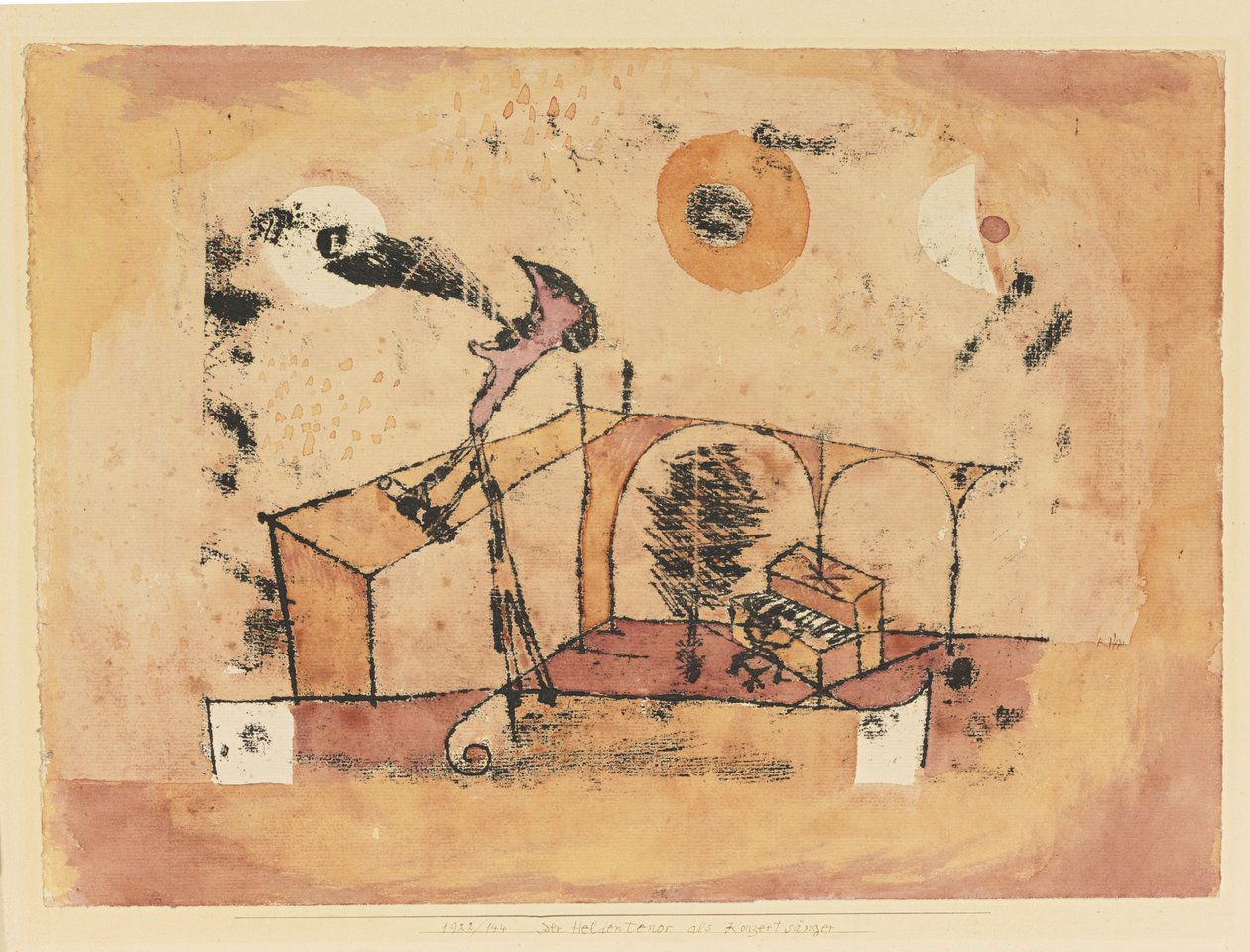 Bohaterski tenor jako śpiewak koncertowy, 1922 autorstwa Paul Klee