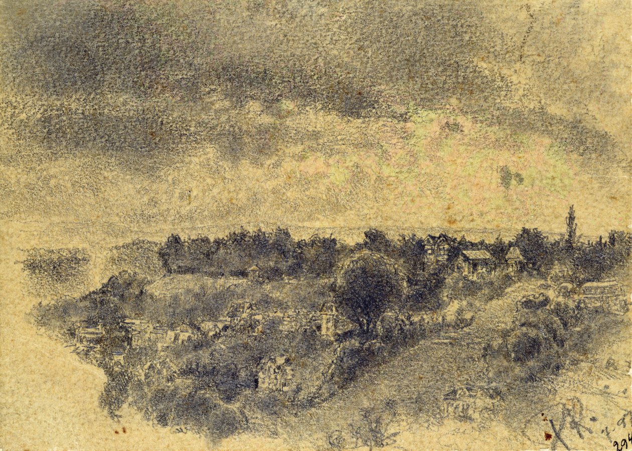 Bez tytułu (Berno, widok na Rosengarten) 1897 (ołówek i pędzel na papierze) autorstwa Paul Klee