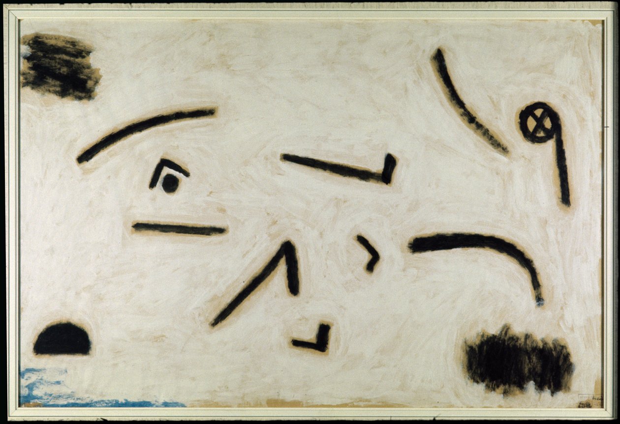 Bez tytułu (znaki na czarnym tle), C.1940 (kolor i klej na papierze) autorstwa Paul Klee