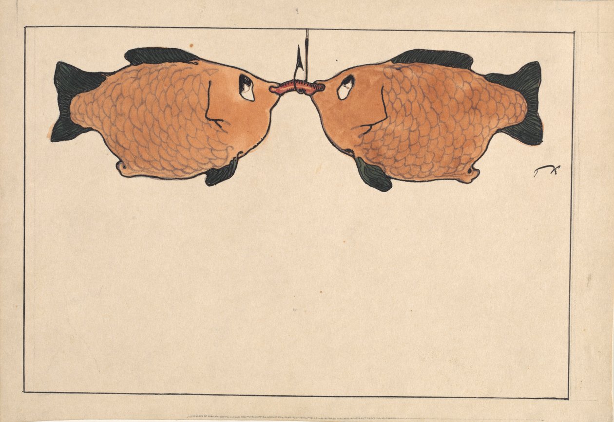 Bez tytułu Dwie ryby, haczyk, robak, 1901. autorstwa Paul Klee